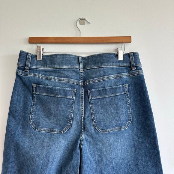 Spanx Denim Patch Pockets High Rise Cropped Wide Leg Jeans Blue XL NWT - Picture 8 of 10